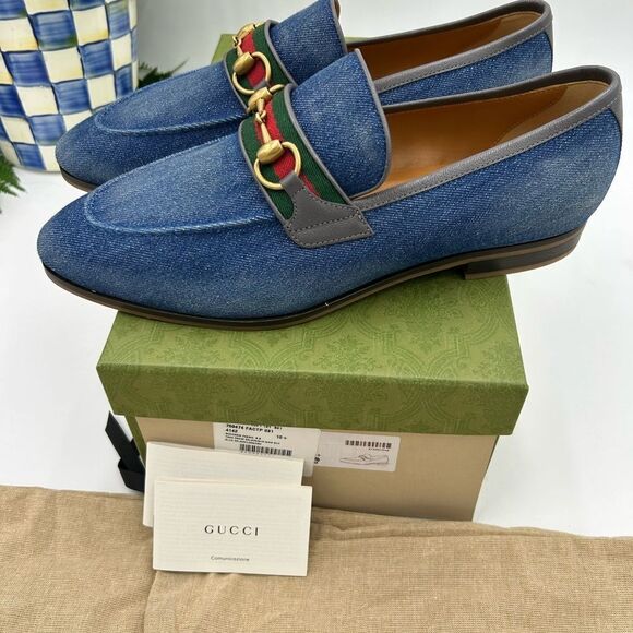 Men’s Gucci horse bit denim loafers size 10.5 fits 11.5 US made in Italy - Picture 2 of 10